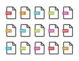 File format icon set isolated on white background vector