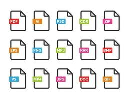 File format icon set isolated on white background vector