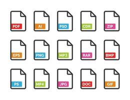 File format icon set isolated on white background vector