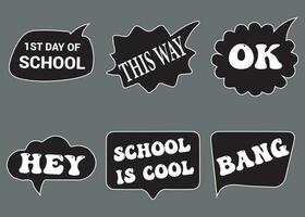 Back to School in comic speech bubbles, pop art style. Education concept. Comic dialog cloud, space cartoon. Set memphis school comic bubble halftone dot. Creative idea conversation explosion balloon vector