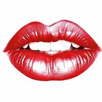 image of Red lips stroke on white background photo