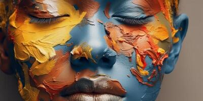 artistic photo of a woman face is painted