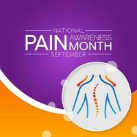 Pain awareness month is observed every year in September, to raise public awareness of issues in the area of pain and pain management. Vector illustration