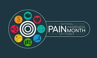 Pain awareness month is observed every year in September, to raise public awareness of issues in the area of pain and pain management. Vector illustration