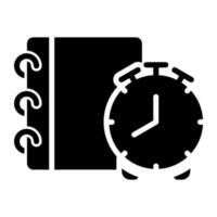 Notepad with alarm clock Vector Icon