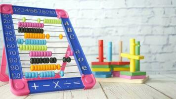 a toy abacus with colorful plastic pieces video