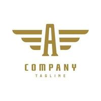 Abstract Initial Letter Logo Symbol A with wings ornament Vintage Retro Corporate design Template vector