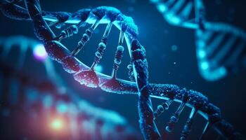An image of dna strand on dark background. photo