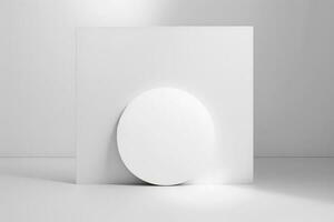 An empty white box with shadow on it. photo