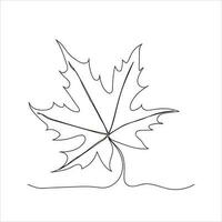 Leaf in continuous line art drawing style. Simple black sketch made of one line isolated on white background. Vector illustration