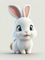 A white Rabbit Ai generated, Hare Happy life. photo