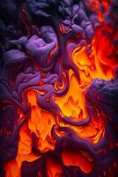 Close up of fire and ice pattern on the surface of water. photo