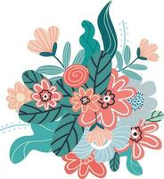 floral composition and Bouquet of spring wildflowers vector