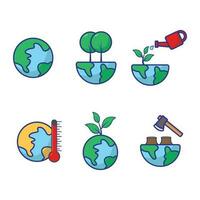 Sustainable Ecology Icons Set Vector Illustration. Eco friendly symbol pack Designed in Flat Style