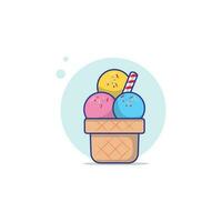 Delicious Ice Cream Vector Illustration. Dessert Icon Concept Isolated Flat Cartoon Style Design