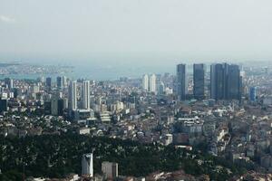 turkey istanbul 22 may 2023. financial and residential buildings at morning photo