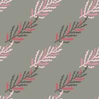 Abstract seaweed backdrop. Organic fern leaves seamless pattern. Simple style botanical background. vector