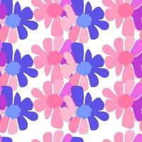 Vintage flowers seamless pattern. Retro groovy floral background. Abstract stylized botanical wallpaper. vector
