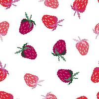 Cute strawberries seamless pattern. Doodle strawberry endless background. Hand drawn fruits wallpaper vector