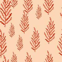 Abstract seaweed backdrop. Organic fern leaves seamless pattern. Simple style botanical background. vector