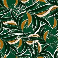 Stylized tropical palm leaves wallpaper. Jungle palm leaf seamless pattern. vector