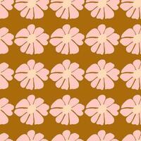 Retro groovy flowers seamless pattern. Vintage floral background. Abstract stylized botanical wallpaper vector