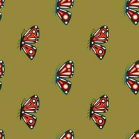 Simple stylized moth seamless pattern. Butterflies wallpaper. Flying insect print. vector