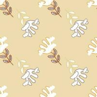 Cute unusual flower and cloud seamless pattern. Simple stylized flowers background. vector