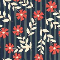 Cute stylized ditsy flower seamless pattern. Decorative naive botanical backdrop. vector