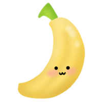 mignonne fruit, mignonne banane, content mignonne ensemble de souriant fruit visages. png