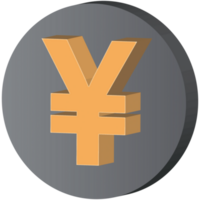 3D Yuan currency coin symbol graphics. png