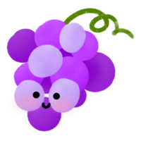 Cute Fruit, cute grapes, Happy cute set of smiling fruit faces. png