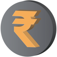 3D Indian currency coin symbol graphics. png