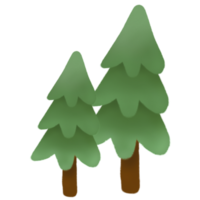 Cute trees in cartoon style. png