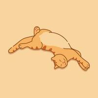 Well sleeping ginger cat in a relaxed position. Cute red tabby cat. Vector illustration