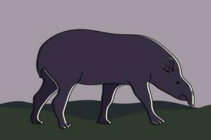mano dibujado tapir animal. exótico animal antecedentes. vector ilustración