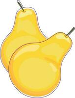Two yellow pears isolated on a white background. Vector illustration