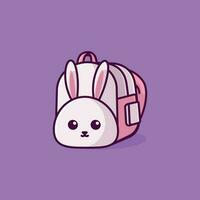 Cute rabbit bag cartoon vector illustration icon animal education isolated