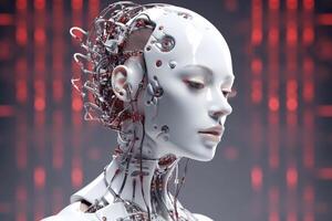 Cyborg the girl in a raincoat. 3d illustartion. photo