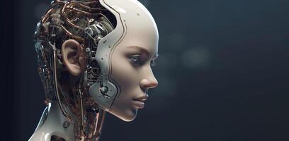 Cyborg the girl in a raincoat. 3d illustartion. photo