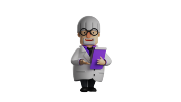 3D illustration. Doctor 3D cartoon character. The doctor carries a notebook containing patient data. The doctor is explaining something to his patient while giving a sweet smile. 3D cartoon character png