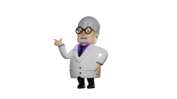 3D illustration. Professor 3D cartoon character. The cute professor snapped his fingers. The old professor smiled sweetly explaining something he was good at. 3D cartoon character png