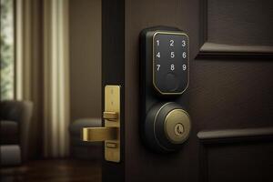 Smart card door key lock system in hotel isolated on white background photo