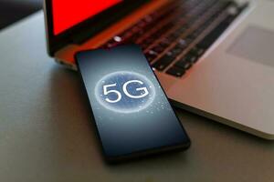 5G mobile technology concept - high internet speed photo