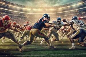 american football players in the action grand arena Generative AI photo