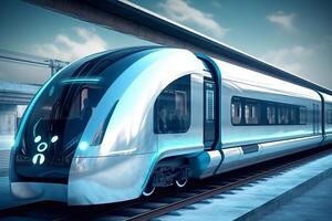 A hydrogen fuel cell train concept Generative AI photo