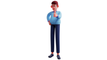 3d illustration. en colère homme d'affaire 3d dessin animé personnage. homme d'affaire est réprimande le sien Hommes qui fabriqué une erreur. homme d'affaire montrant effrayant expression. 3d dessin animé personnage png