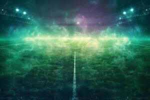 Full night football arena in lights Generative AI photo