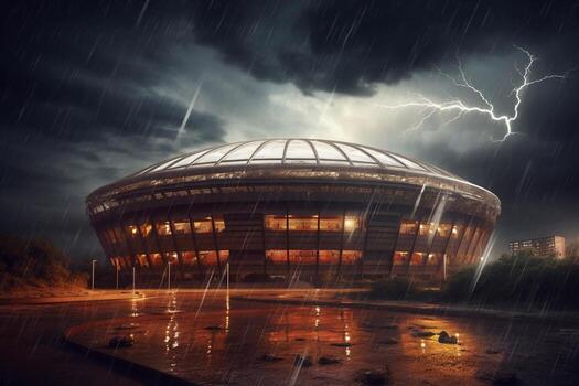 green field in soccer stadium. ready for game in the midfield photo