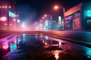 Dark street. Abstract dark blue background Generative AI photo